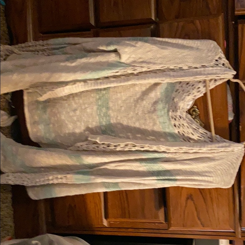 Cream and mint green cardigan